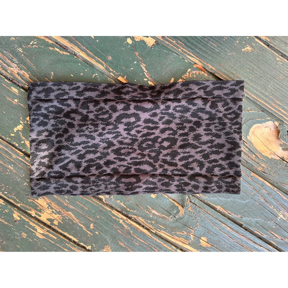 Skinnytees Leopard Print Bandeau Tube Top Grey Black Seamless One Size J381